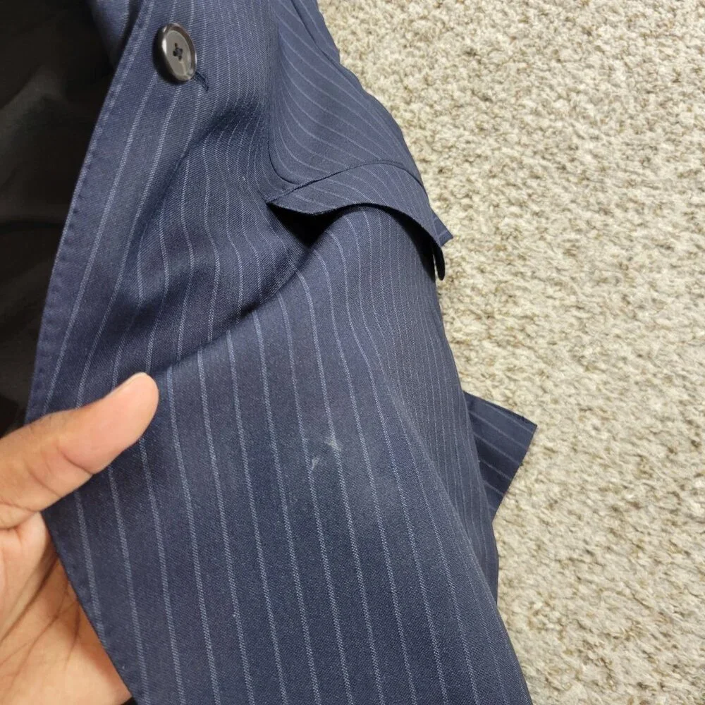 Banana Republic Blazer Mens 42L Blue Vitale Barberis Wool Lined Striped Mark*